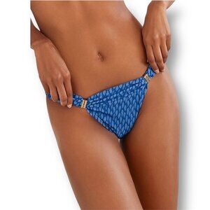 ViX XL Blue Polyamide Bia Tube Bikini Bottom 24K Gold‎ Accents Full Coverage NWT